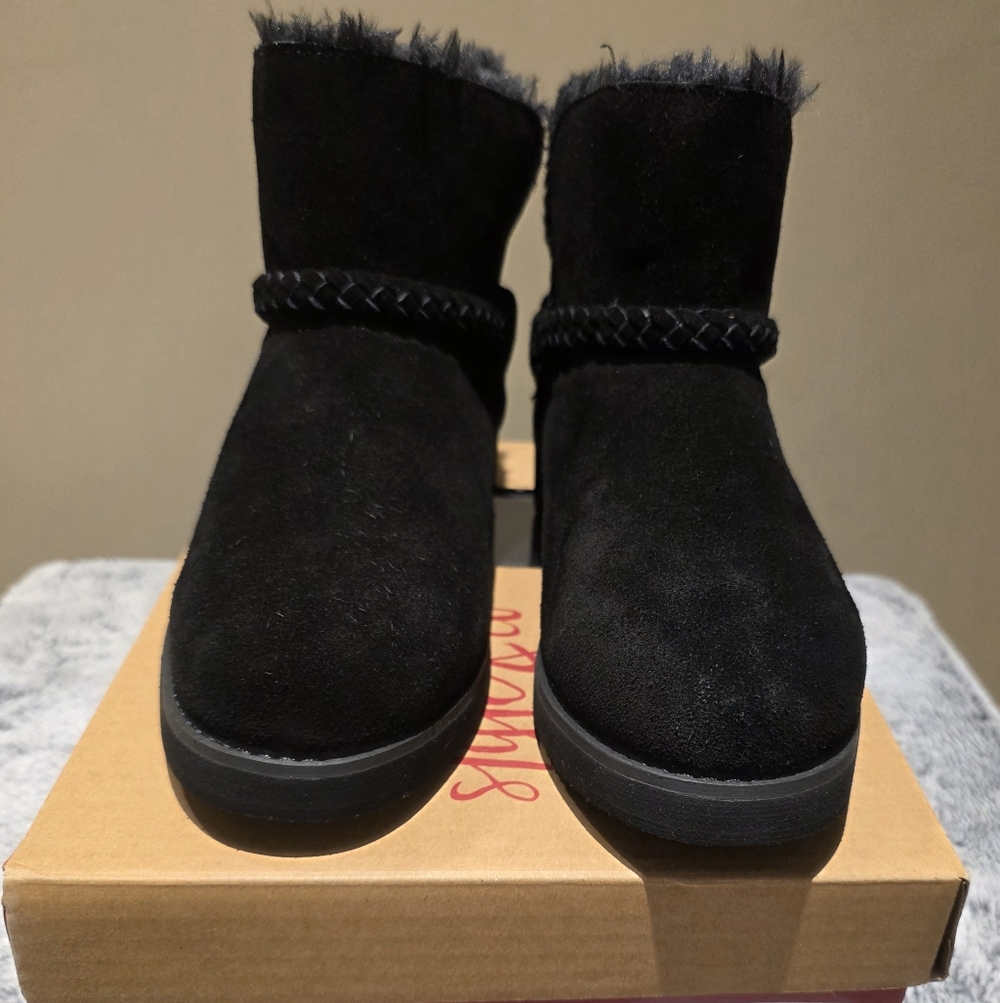 Style & Co. Black Suede Braided-Trim Ankle Booties